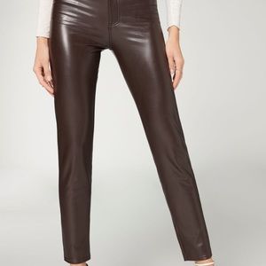 Calzedonia black shiny leather pants